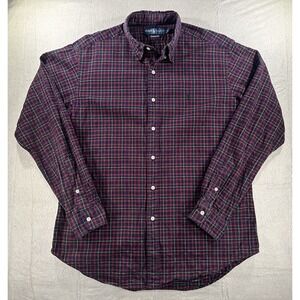 Ralph Lauren Classic Fit Tartan Plaid Long Sleeve Button Down Shirt Size L